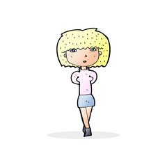 cartoon shy woman