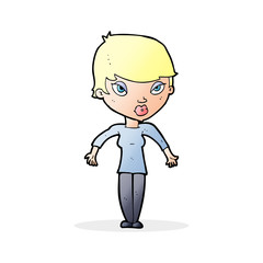 cartoon woman shrugging shoulders
