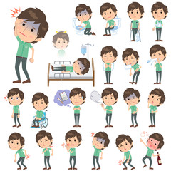 Green short sleeved shirt Men About the sickness