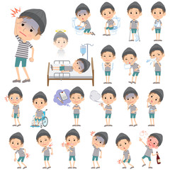 Border T-shirt shorts knit cap man About the sickness