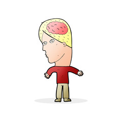 cartoon man with brain symbol