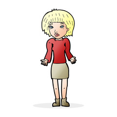 cartoon woman shrugging shoulders