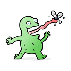 cartoon frog catching fly