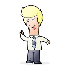 cartoon office man with crazy idea