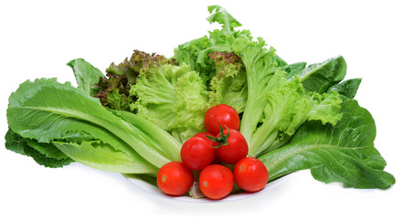 fresh vegetable salad isolated on white background