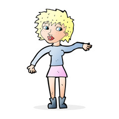 cartoon friendly woman waving