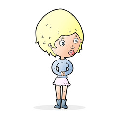 cartoon concerned woman