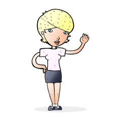 cartoon woman waving