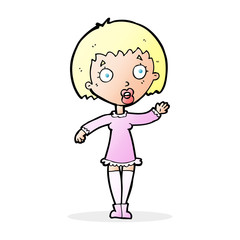 cartoon waving woman