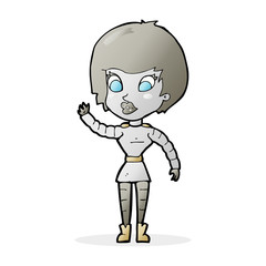 cartoon robot woman waving