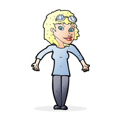 cartoon woman wearing goggles