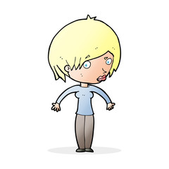 cartoon woman shrugging