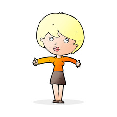 cartoon woman giving thumbs up
