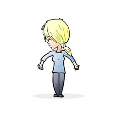 cartoon woman shrugging shoulders