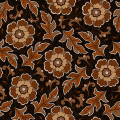 Vintage floral raster seamless pattern with hand-drawn  flowers.