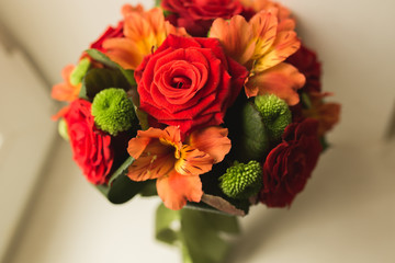 Beautiful luxury wedding bouquet of red flowers