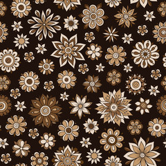 Henna Mehndi Doodles Vintage Seamless Pattern