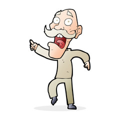 cartoon frightened old man