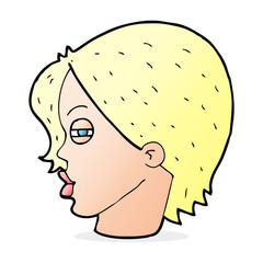 cartoon female face with narrowed eyes