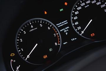 Car control panel close up