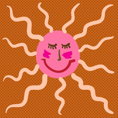 Hand drawn sun sleeping vector illustration.