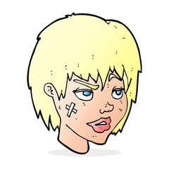 cartoon woman with plaster on face