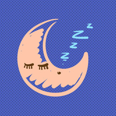 Fototapeta na wymiar Hand drawn moon sleeping vector illustration.