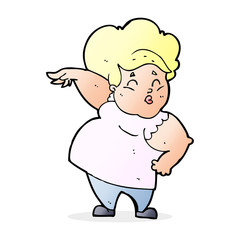cartoon happy overweight lady