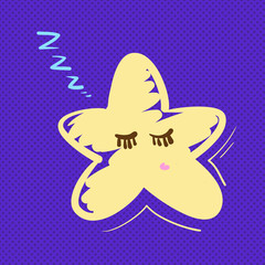 Hand drawn star sleeping vector illustration.