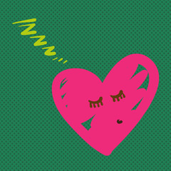 Hand drawn heart sleeping vector illustration.