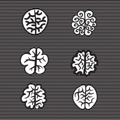 Hand drawn brain set vector icon illustration .