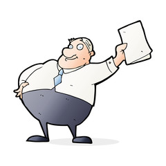 cartoon boss waving papers