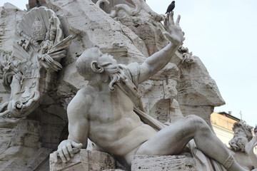 Skulptur am Vierströmebrunnen in Rom