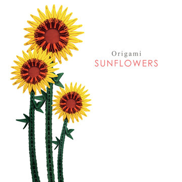 Origami sunflowers group