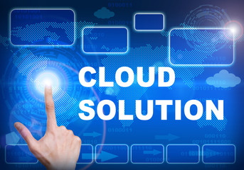 Touch screen digital interface of cloud solution concept