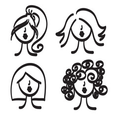 Hand drawn model woman vector icon illustration .