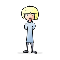 cartoon curious woman