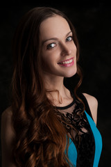 Naklejka premium beautiful woman on black background