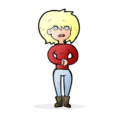 cartoon worried woman