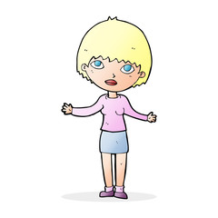 cartoon woman shrugging