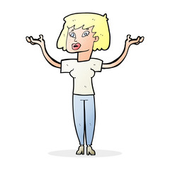 cartoon woman holding up hands