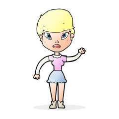 cartoon woman waving