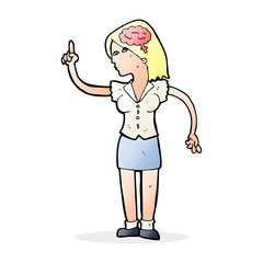 cartoon woman with clever idea