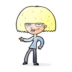 cartoon happy woman pointing