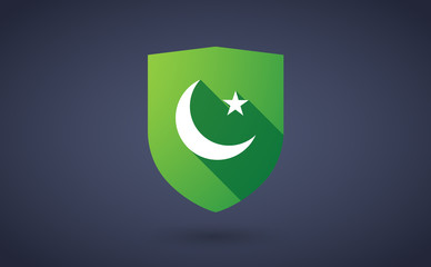Long shadow shield icon with  an islam sign