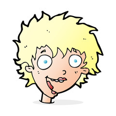 cartoon crazy excited woman