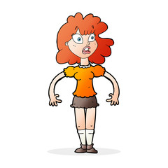 cartoon pretty girl with shocked expression