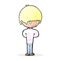 cartoon nervous boy