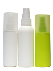 Plastic Bottle with Shampoo or hygienic cosmetic product, isolated on white background