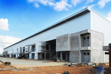 Construction site of modern warehouse